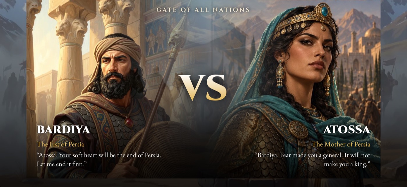 Bardiya faces Atossa before a fight
